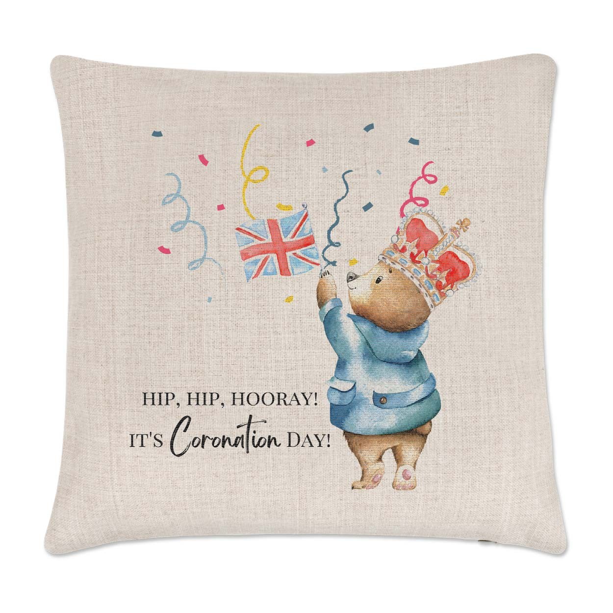 Hip Hip Hooray Coronation Bear Cushion Cover