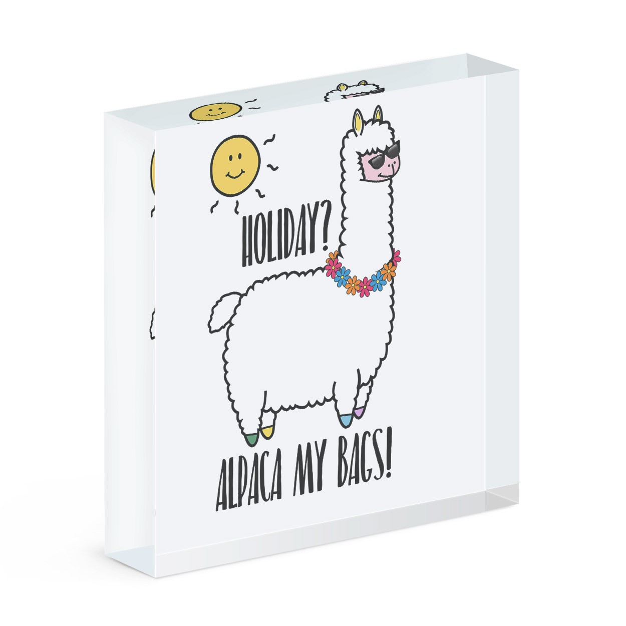 Holiday Alpaca My Bags Acrylic Block