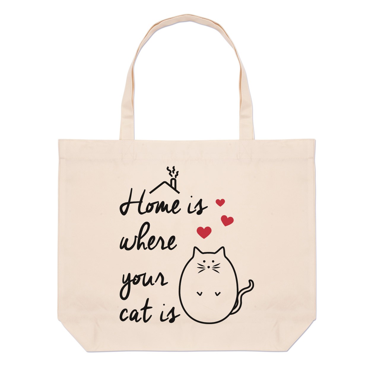 Home Is Where Your Cat Is Large Beach Tote Bag