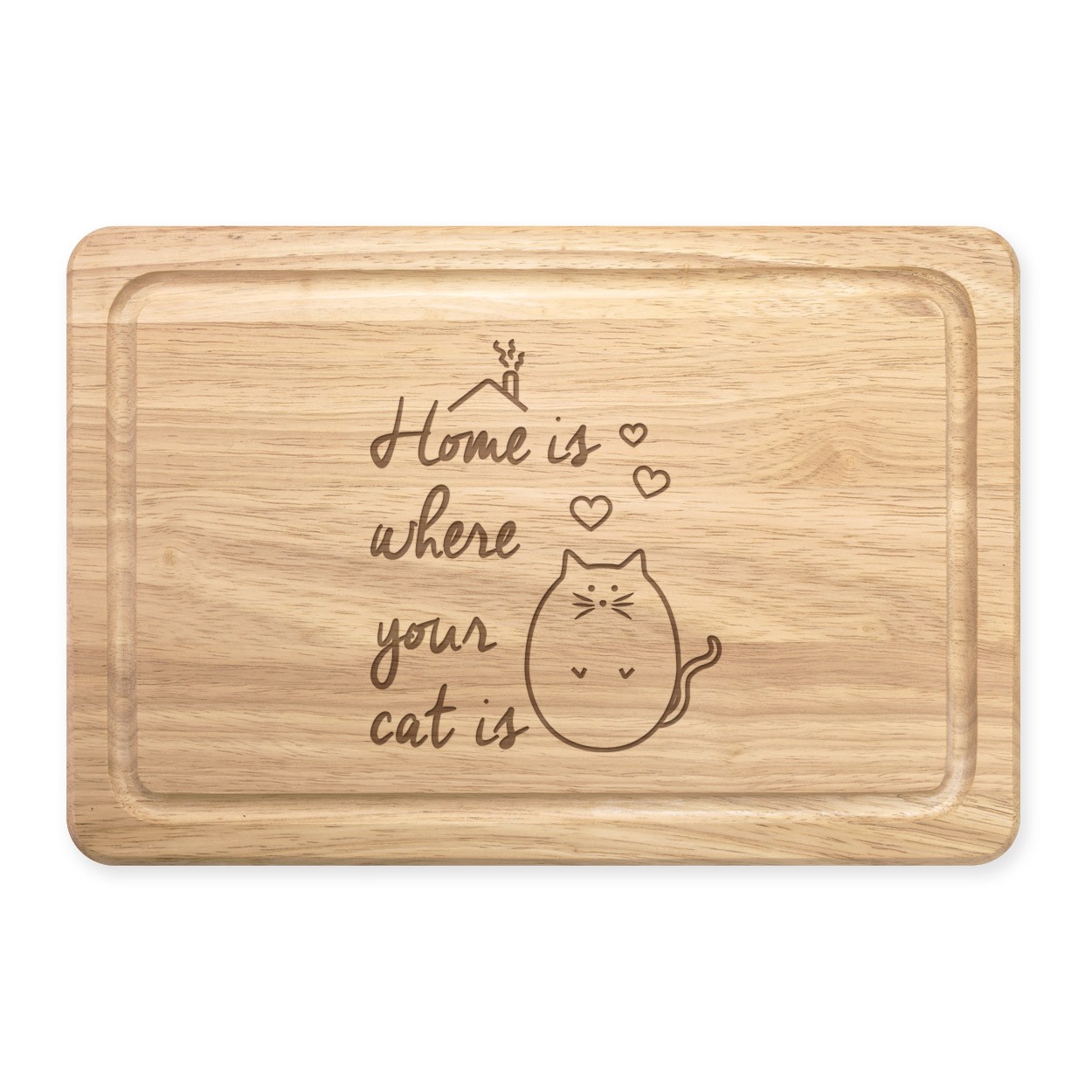Home Is Where Your Cat Is Rectangular Wooden Chopping Board