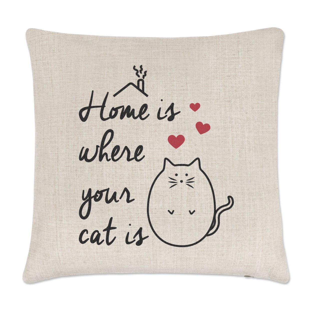 Home Is Where Your Cat Is Linen Cushion Cover