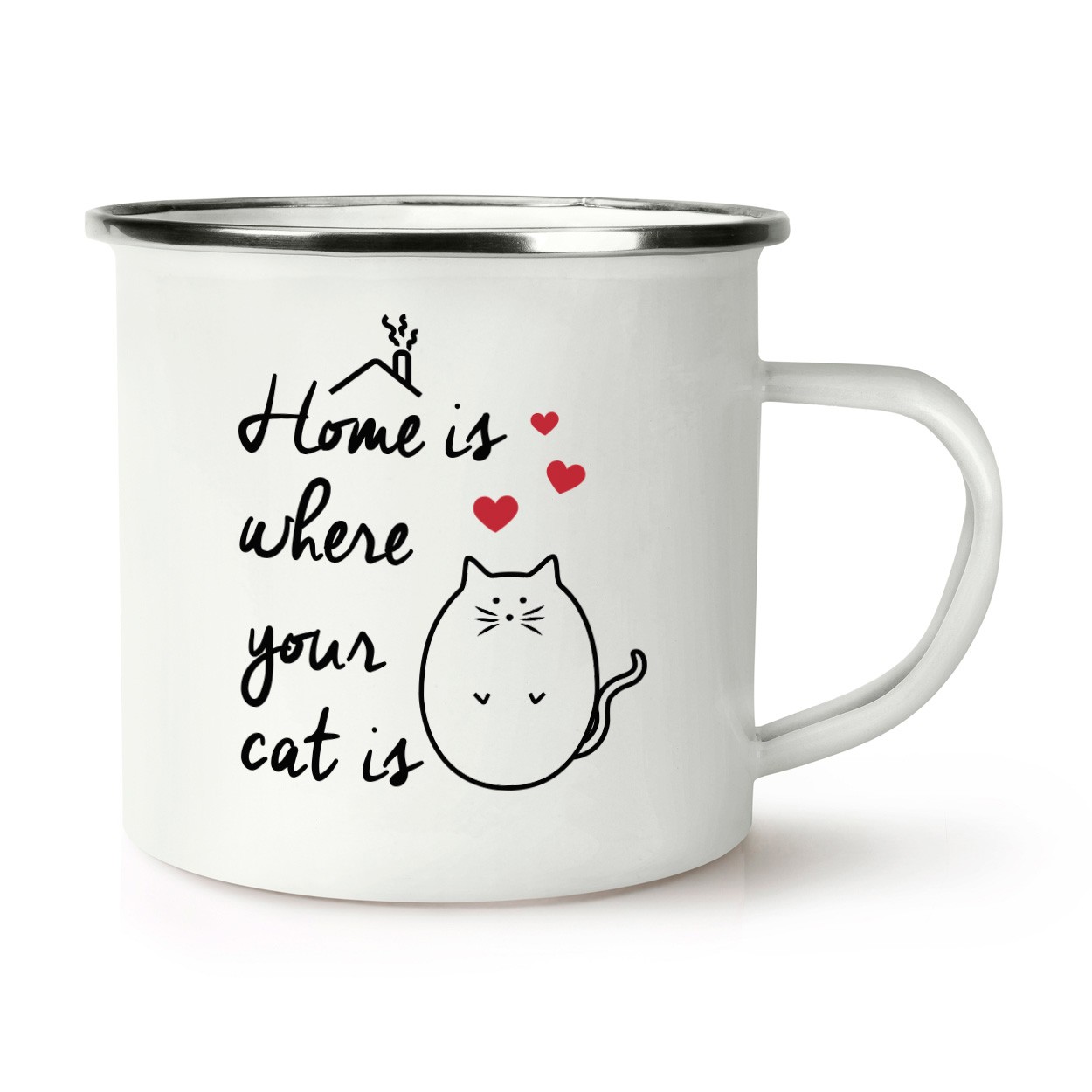 Home Is Where Your Cat Is Retro Enamel Mug Cup