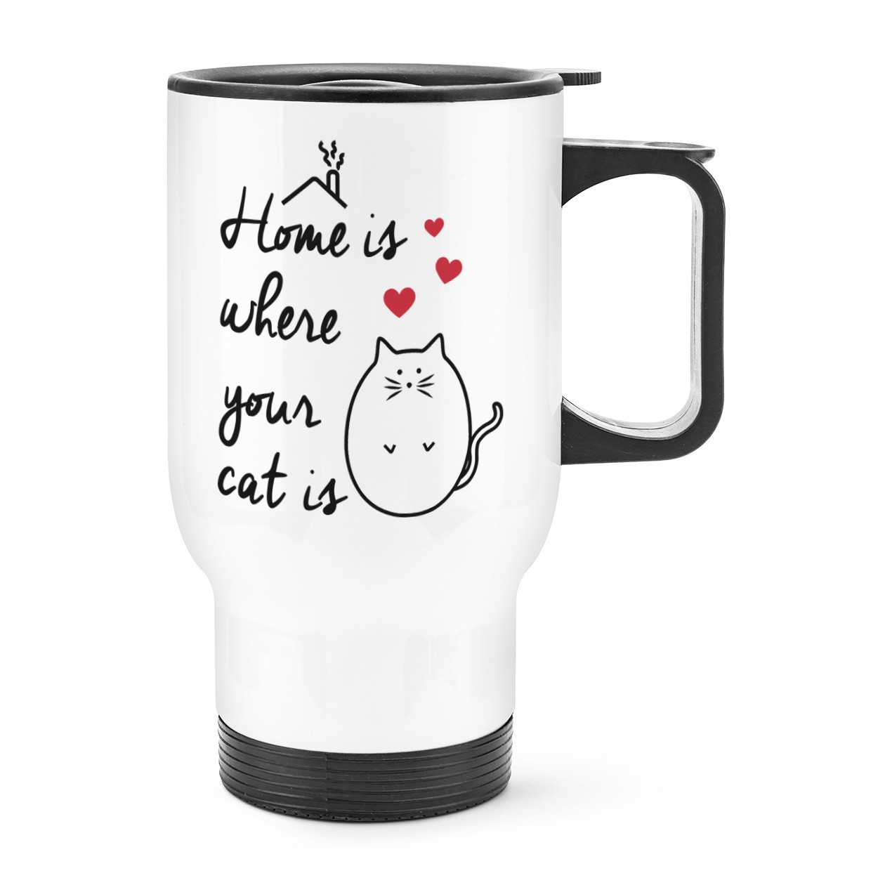 Home Is Where Your Cat Is Travel Mug Cup With Handle