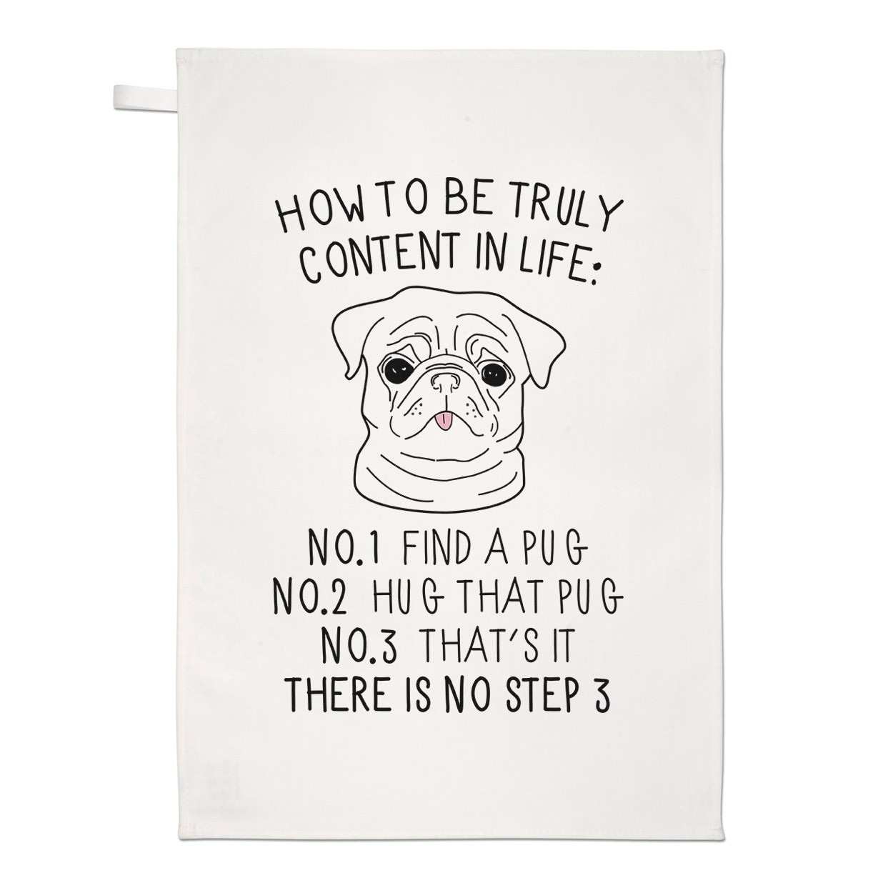 How To Be Truly Content In Life Pug Tea Towel Dish Cloth