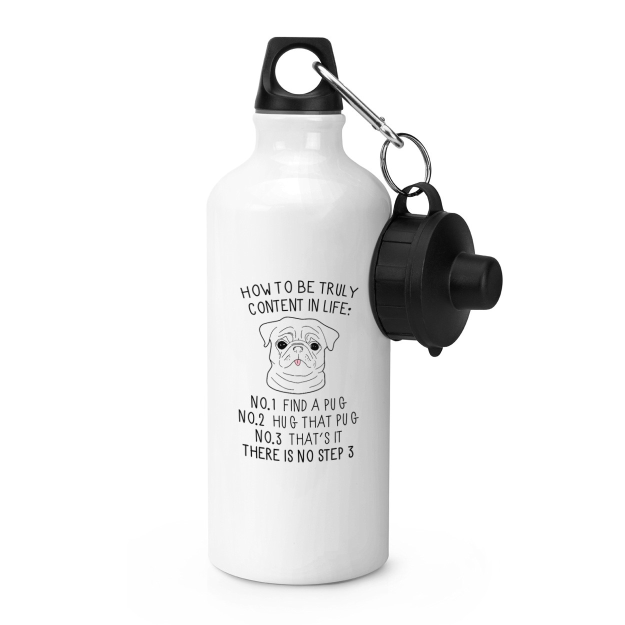 How To Be Truly Content In Life Pug Sports Bottle