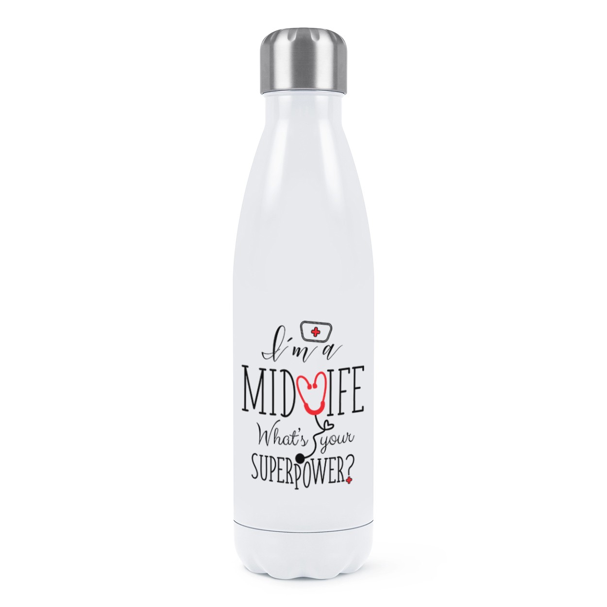 I'm A Midwife What's Your Superpower Double Wall Water Bottle