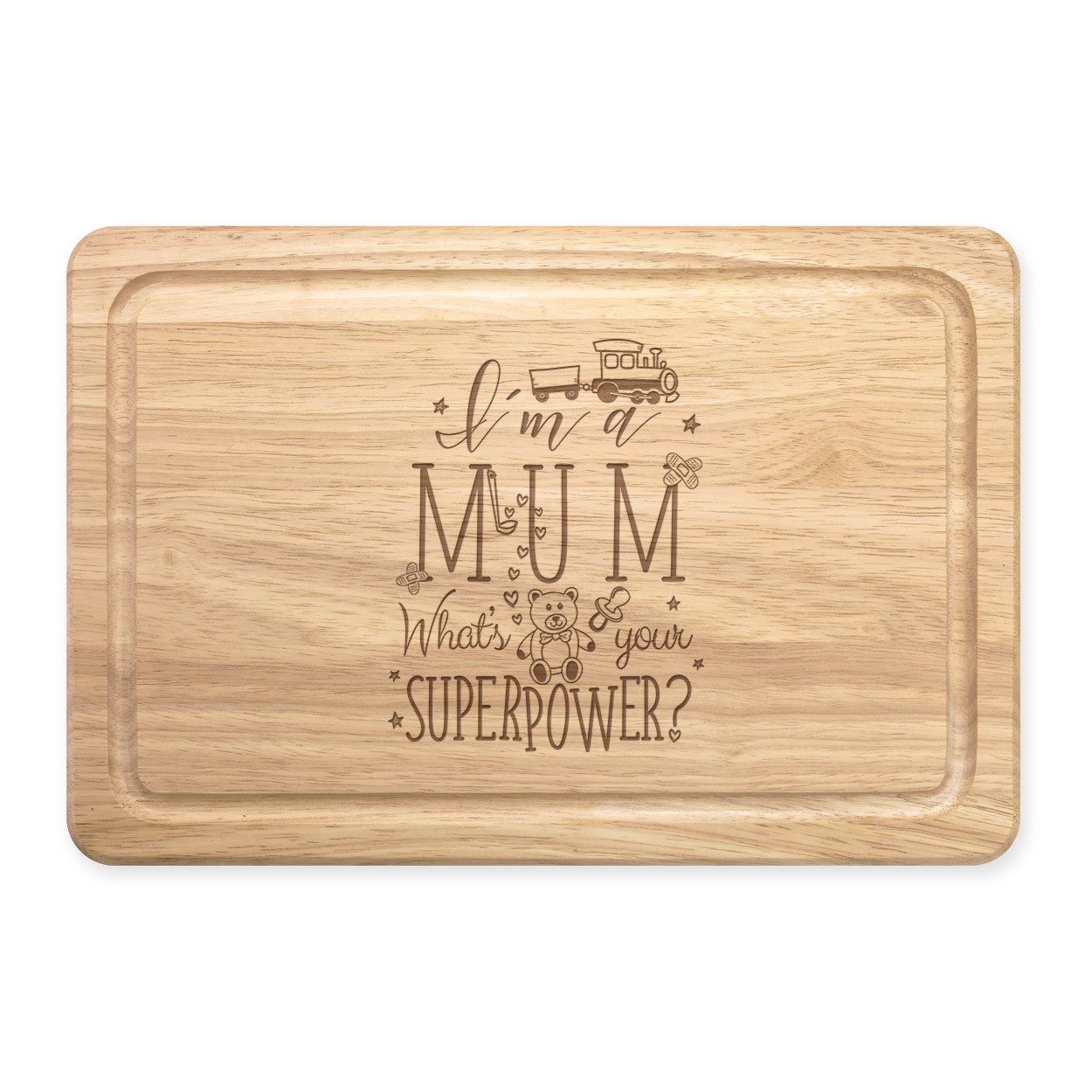 I'm A Mum What's Your Superpower Rectangular Wooden Chopping Board