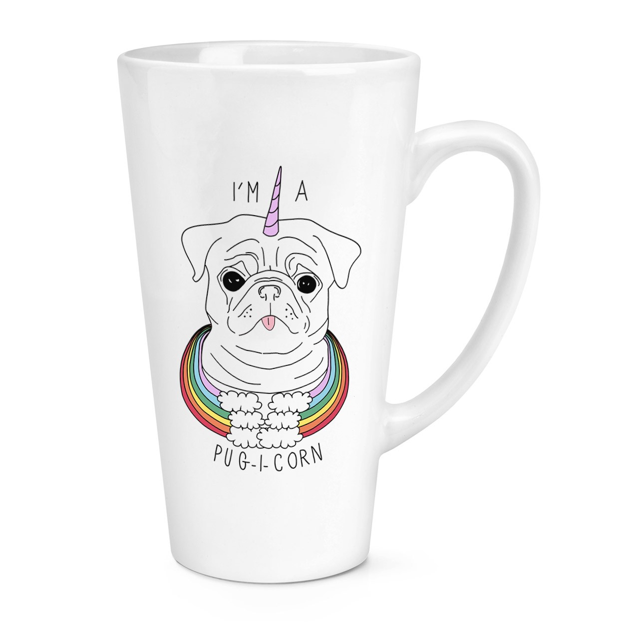 I'm A Pugicorn Rainbow 17oz Large Latte Mug Cup