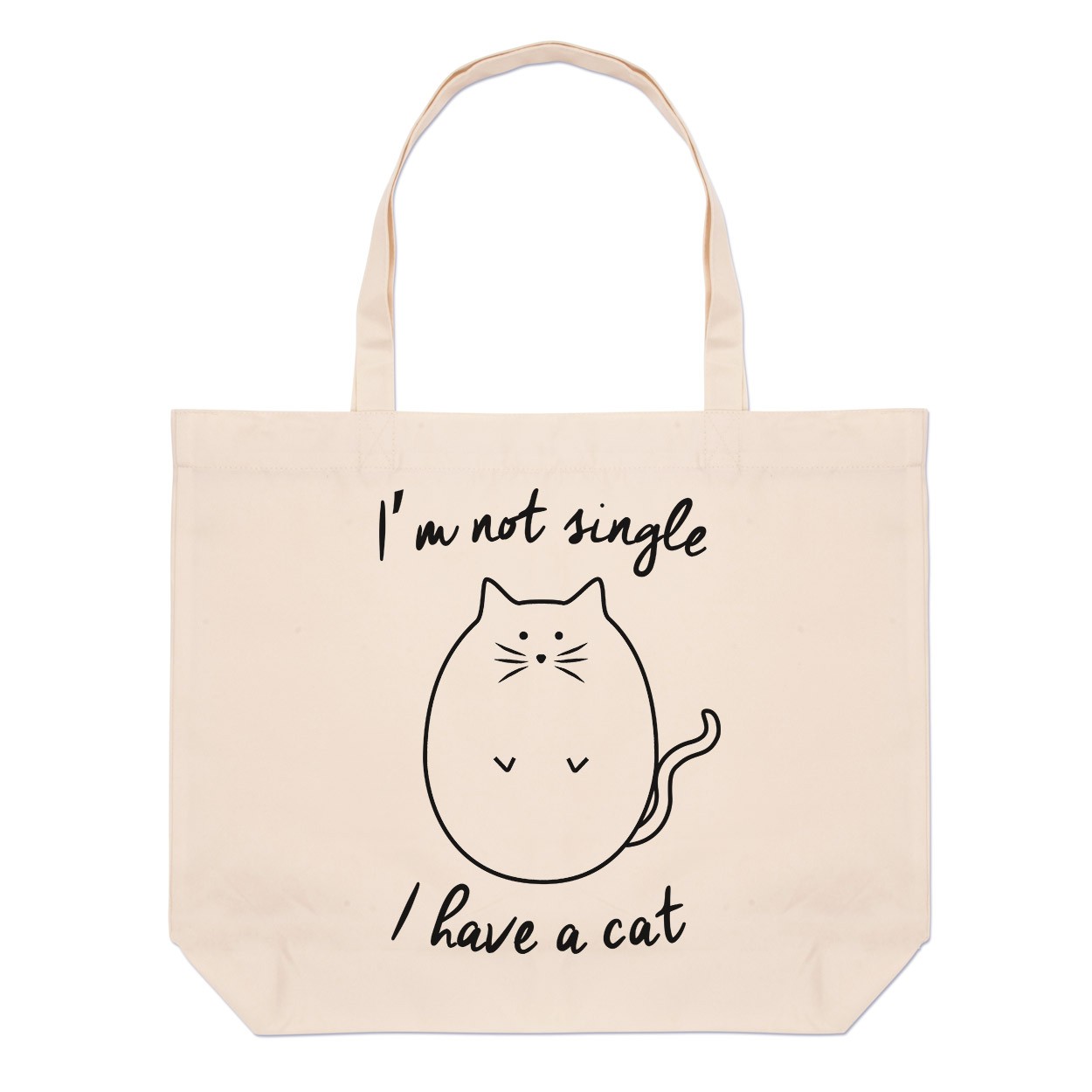 I'm Not Single I Have A Cat Large Beach Tote Bag