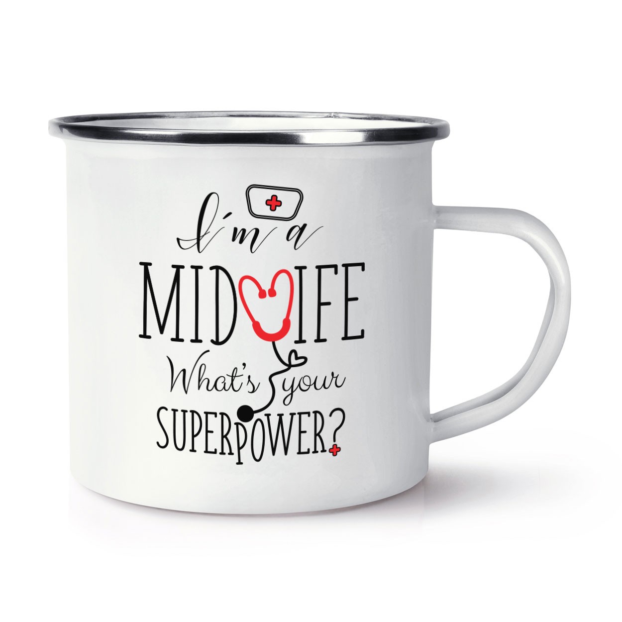 I'm A Midwife What's Your Superpower Retro Enamel Mug Cup