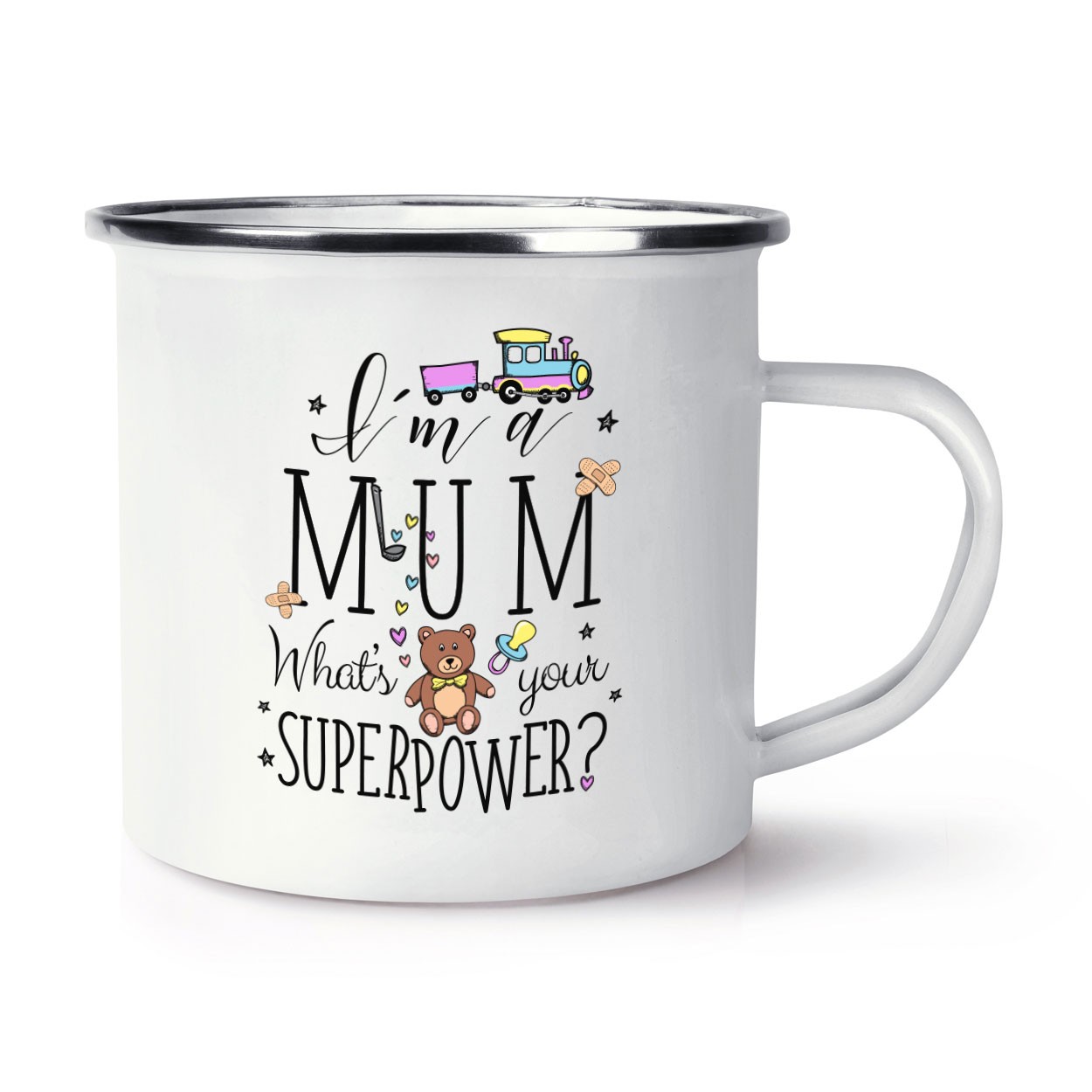 I'm A Mum What's Your Superpower Retro Enamel Mug Cup