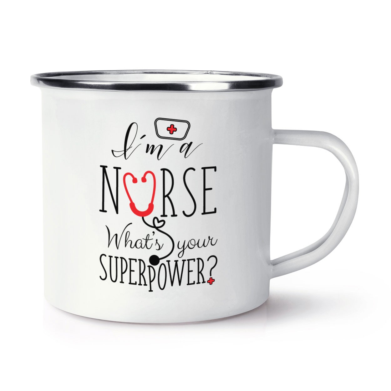 I'm A Nurse What's Your Superpower Retro Enamel Mug Cup