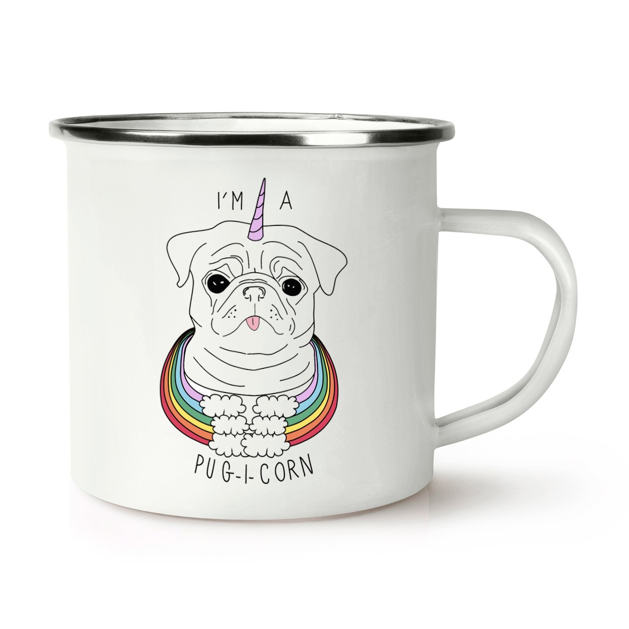 I'm A Pugicorn Rainbow Retro Enamel Mug Cup