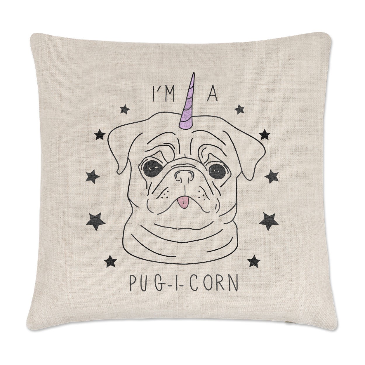 I'm A Pugicorn Stars Linen Cushion Cover