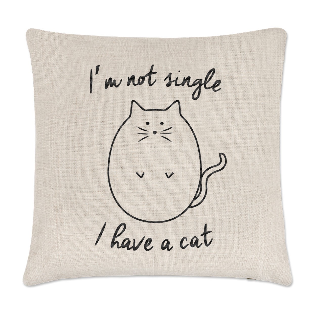 I'm Not Single I Have A Cat Linen Cushion Cover