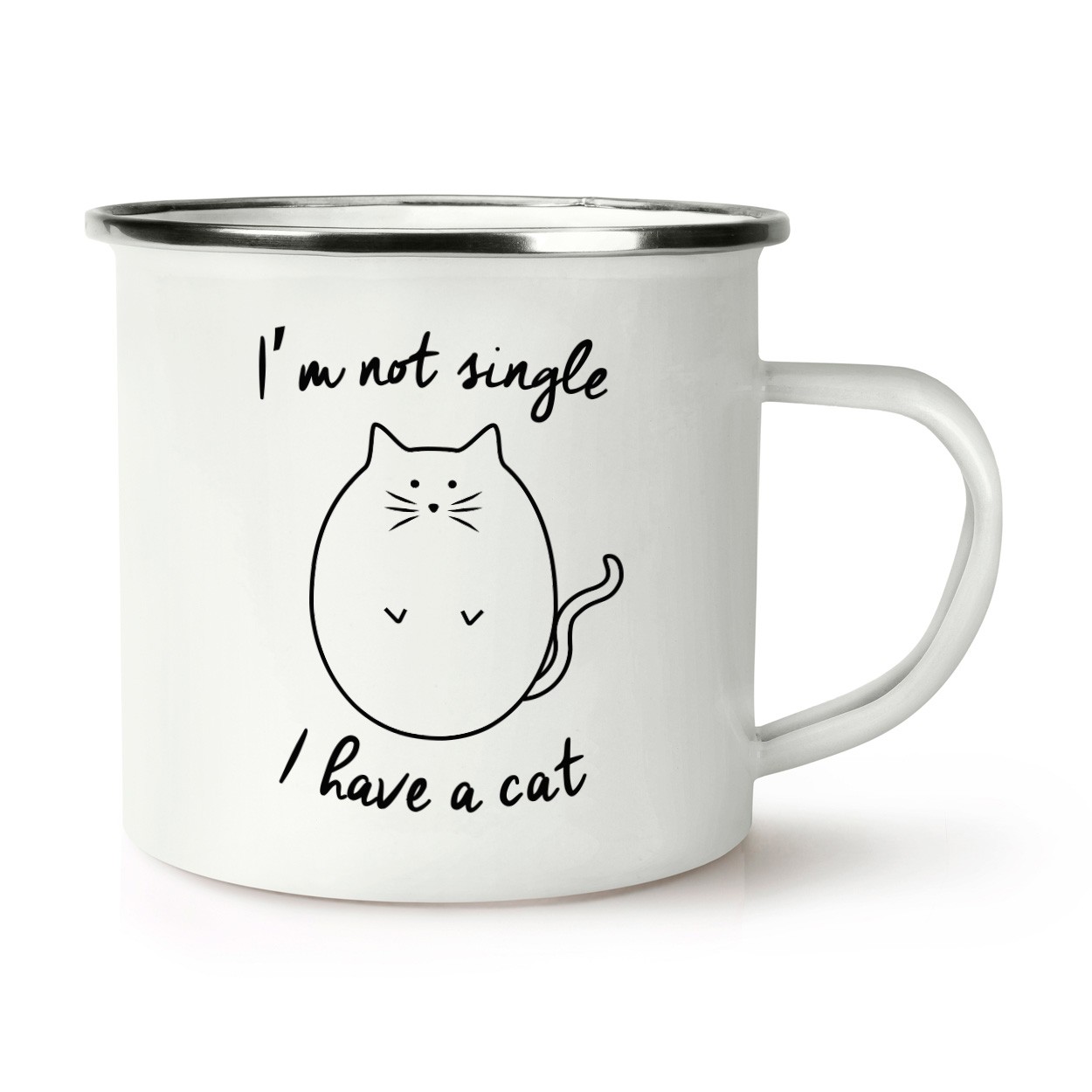 I'm Not Single I Have A Cat Retro Enamel Mug Cup