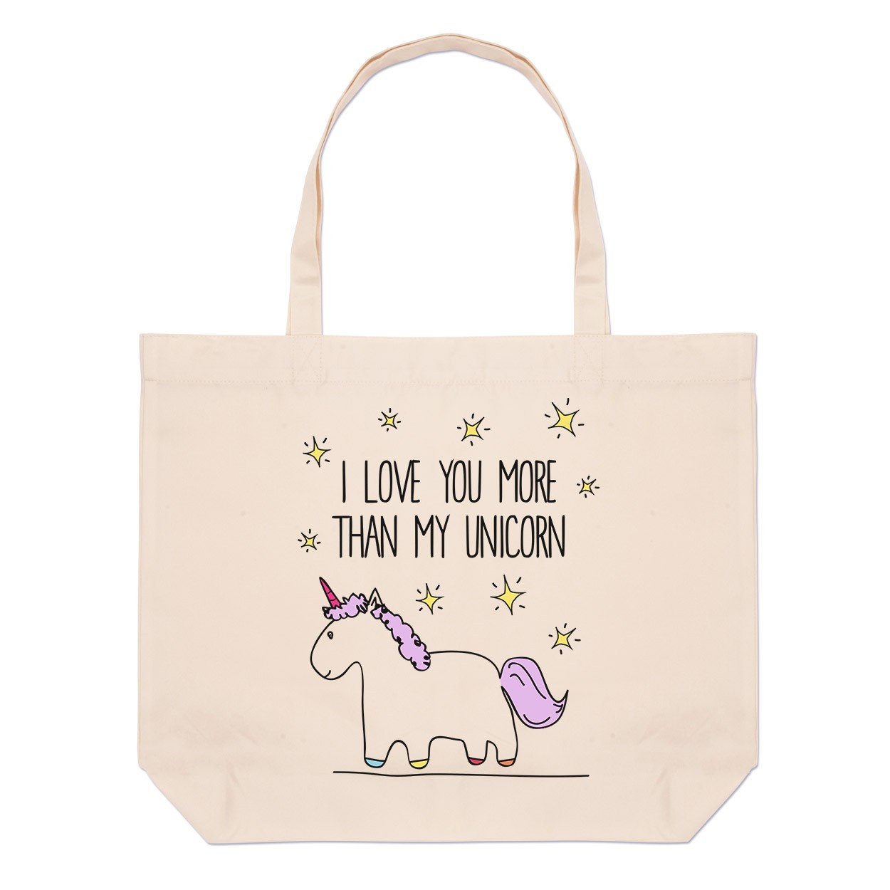 Lila I Love You More Than My Unicorn Large Beach Tote Bag