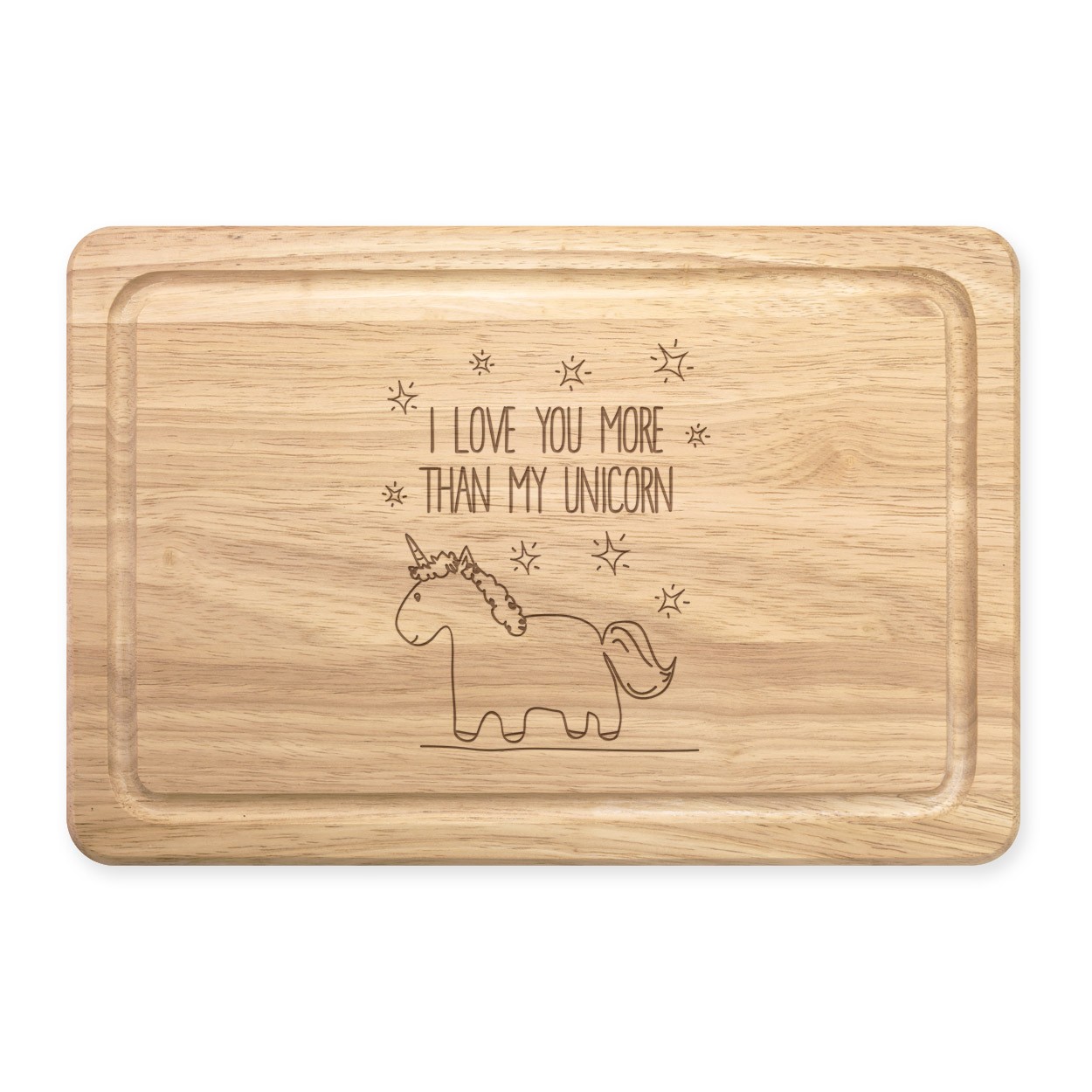 Lila I Love You More Than My Unicorn Rectangular Wooden Chopping Board