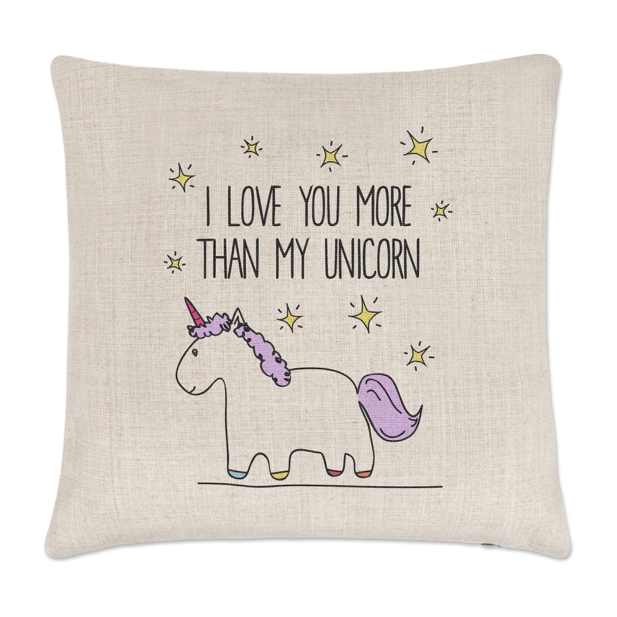 Lila I Love You More Than My Unicorn Linen Cushion Cover