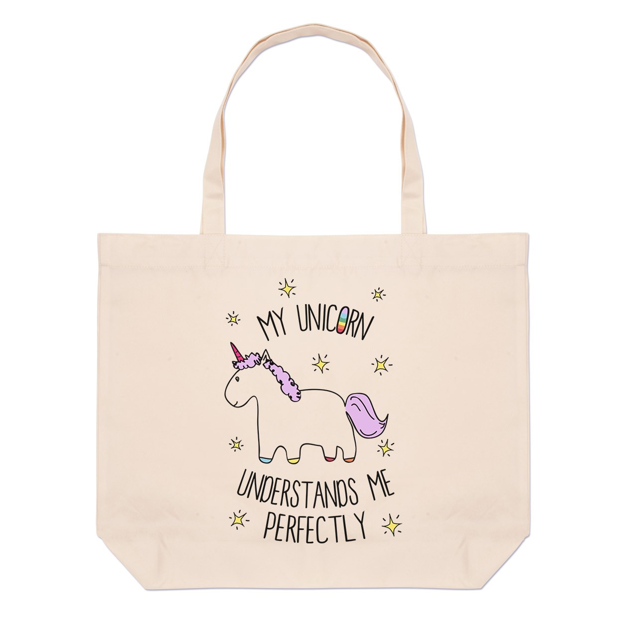 Lila My Unicorn Understands Me Large Beach Tote Bag