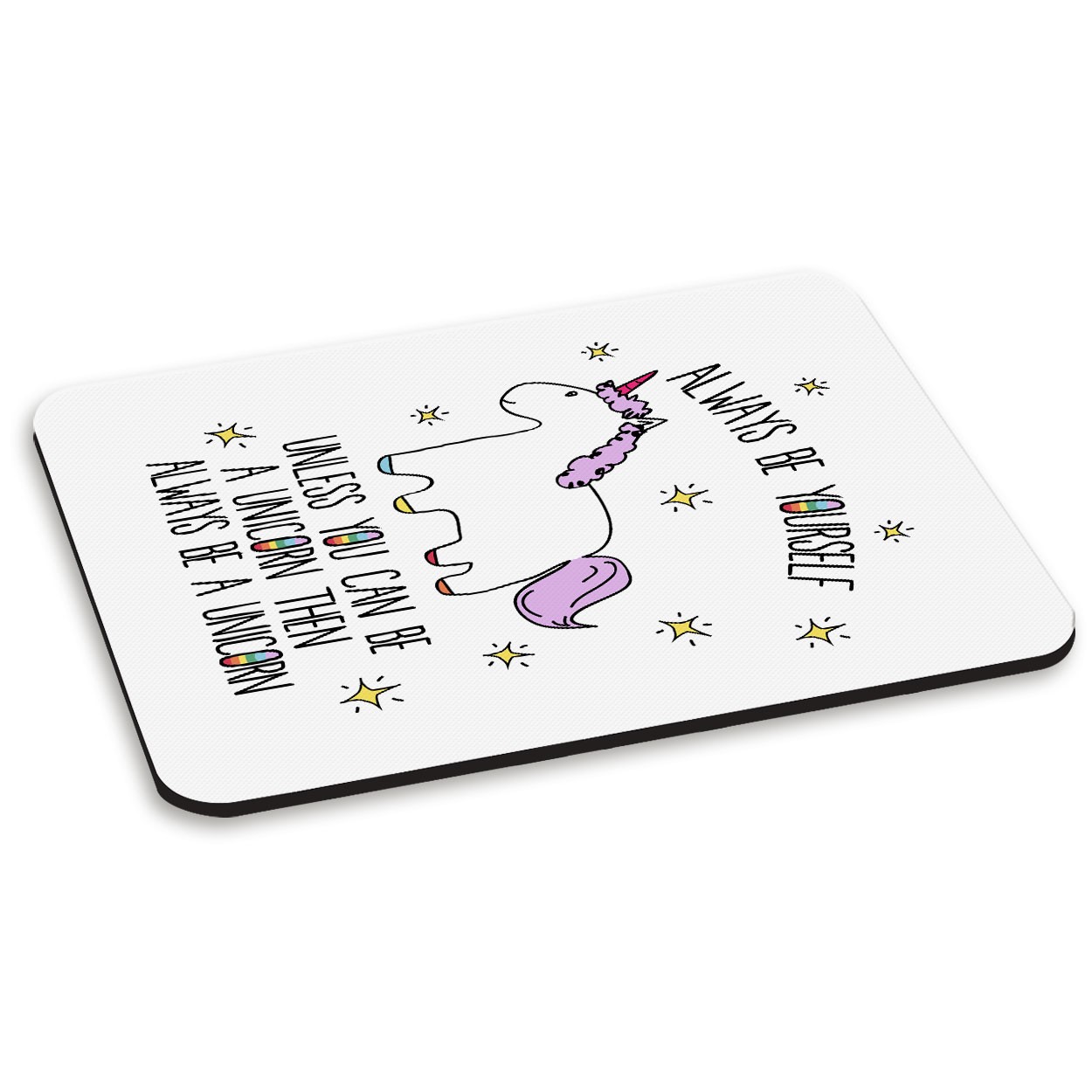 Lila Unicorn Always Be Yourself PC Computer Mouse Mat Pad