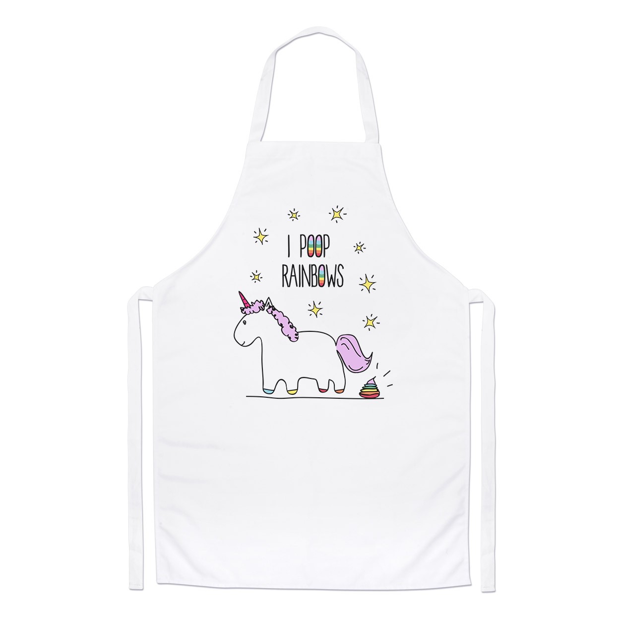 Lila Unicorn I Poop Rainbows Chefs Apron