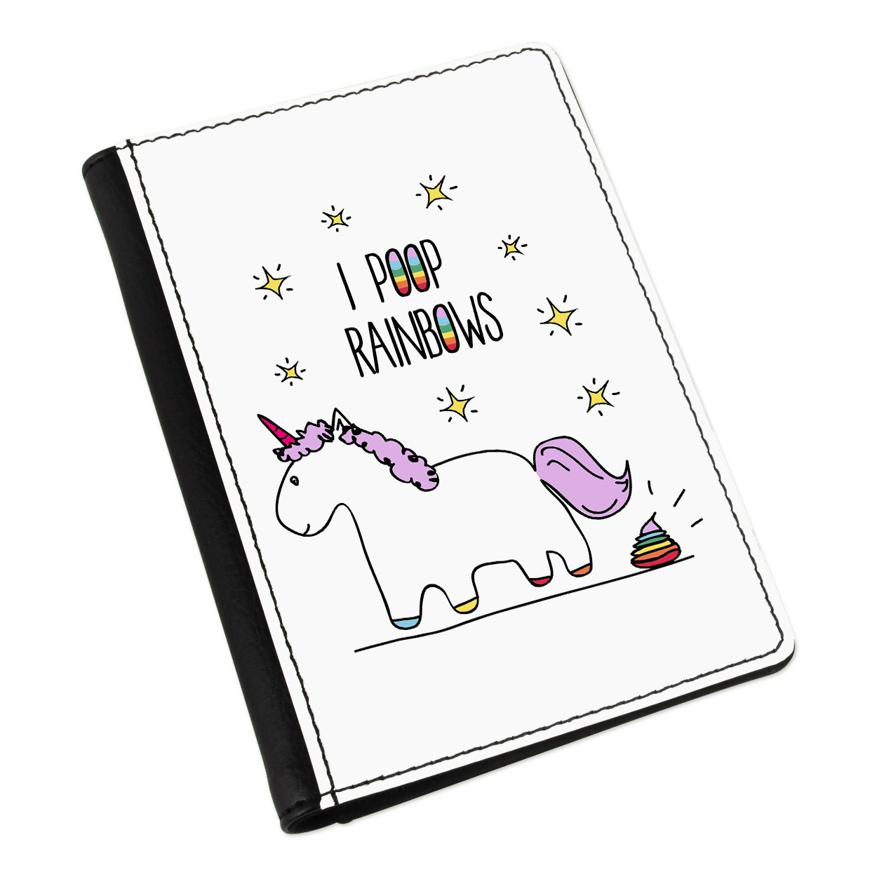 Lila Unicorn I Poop Rainbows Passport Holder Cover