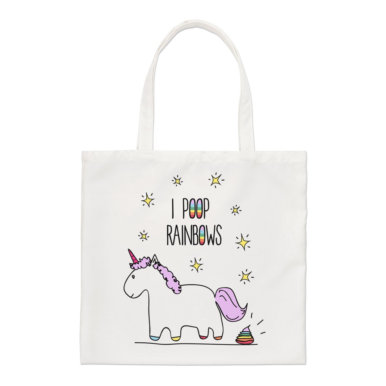 Lila Unicorn I Poop Rainbows Regular Tote Bag