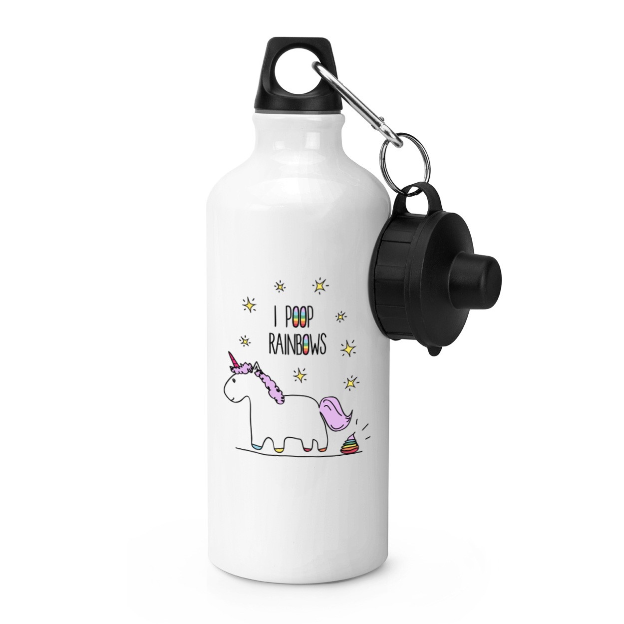 Lila Unicorn I Poop Rainbows Sports Bottle