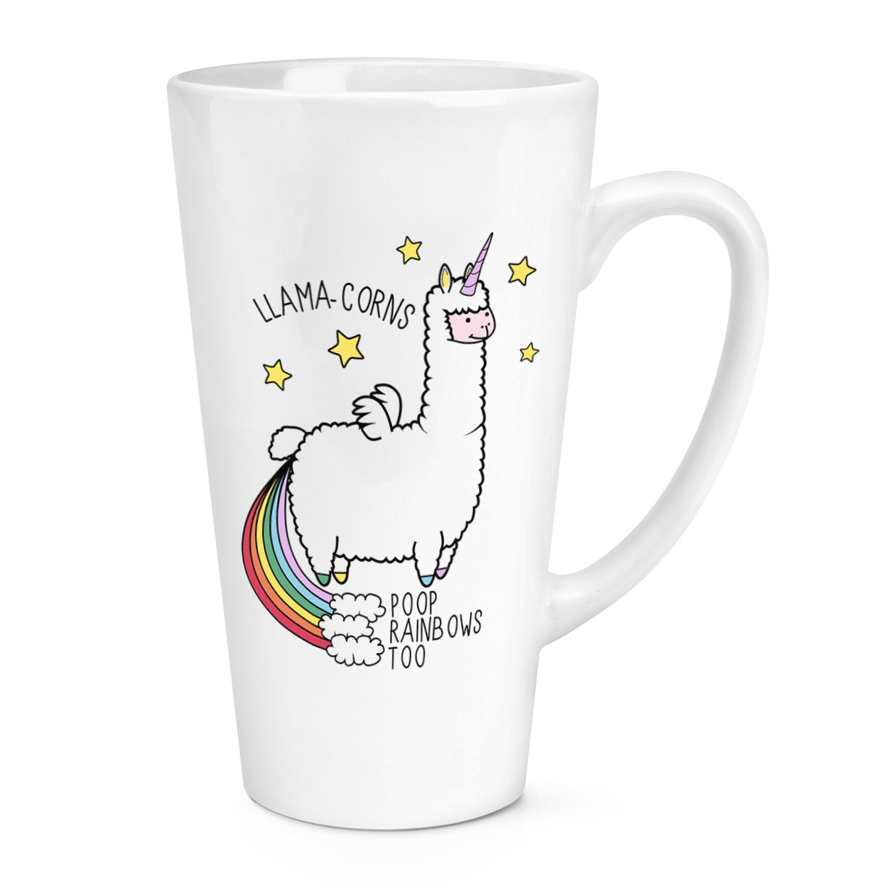 Llama-corns Poop Rainbows Too 17oz Large Latte Mug Cup