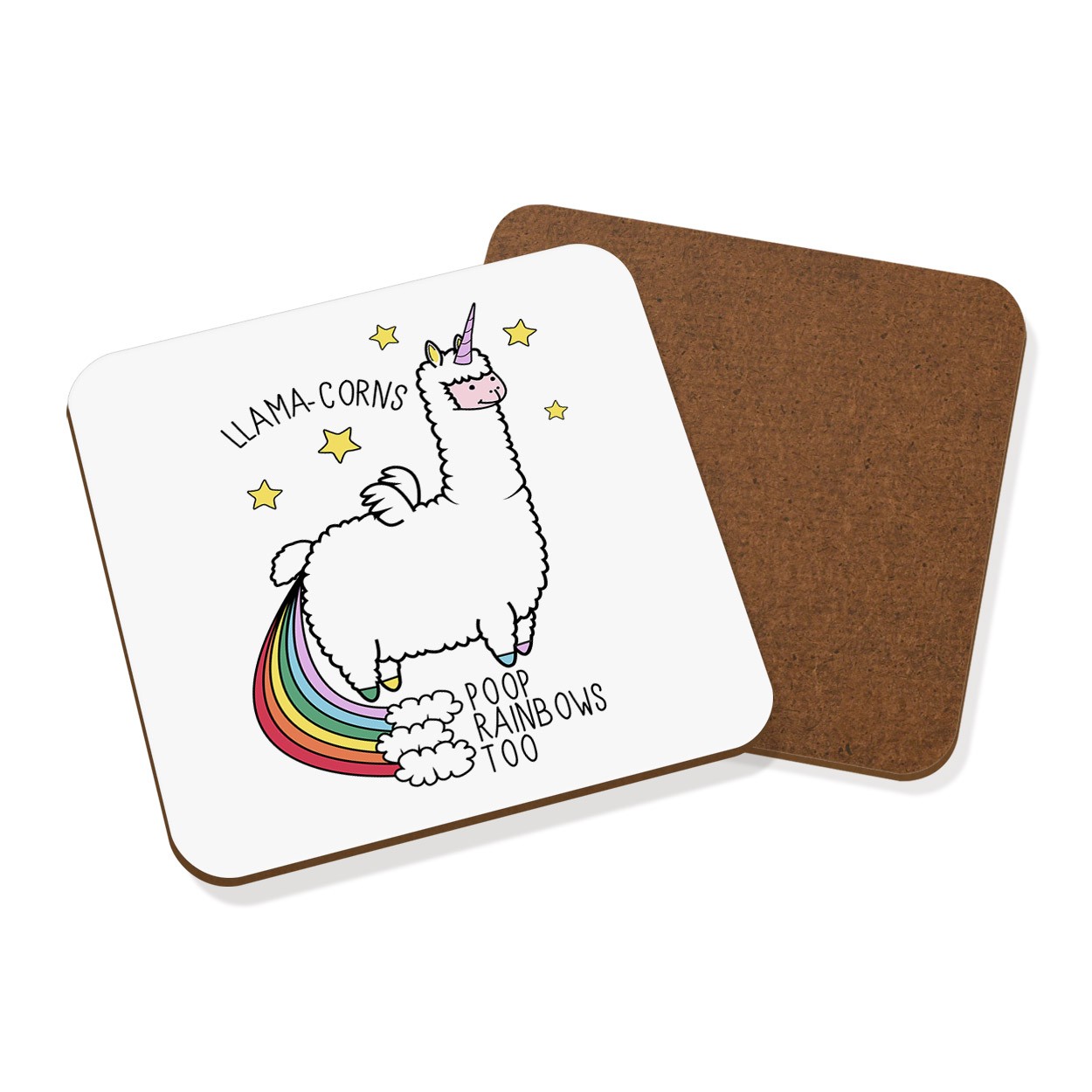 Llama-corns Poop Rainbows Too Coaster Drinks Mat