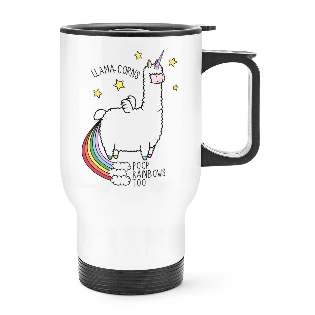 Llama-corns Poop Rainbows Too Travel Mug Cup With Handle
