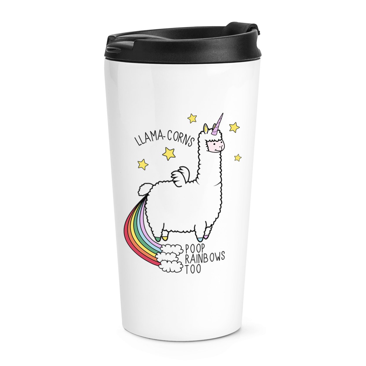 Llama-corns Poop Rainbows Too Travel Mug Cup