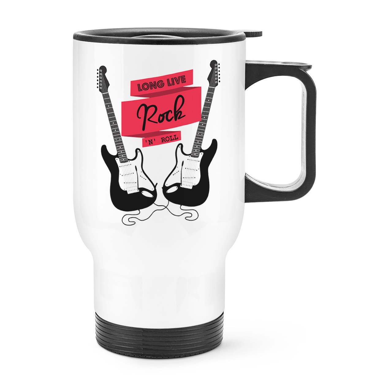 Long Live Rock N Roll Electric Guitar Travel Mug Cup With Handle