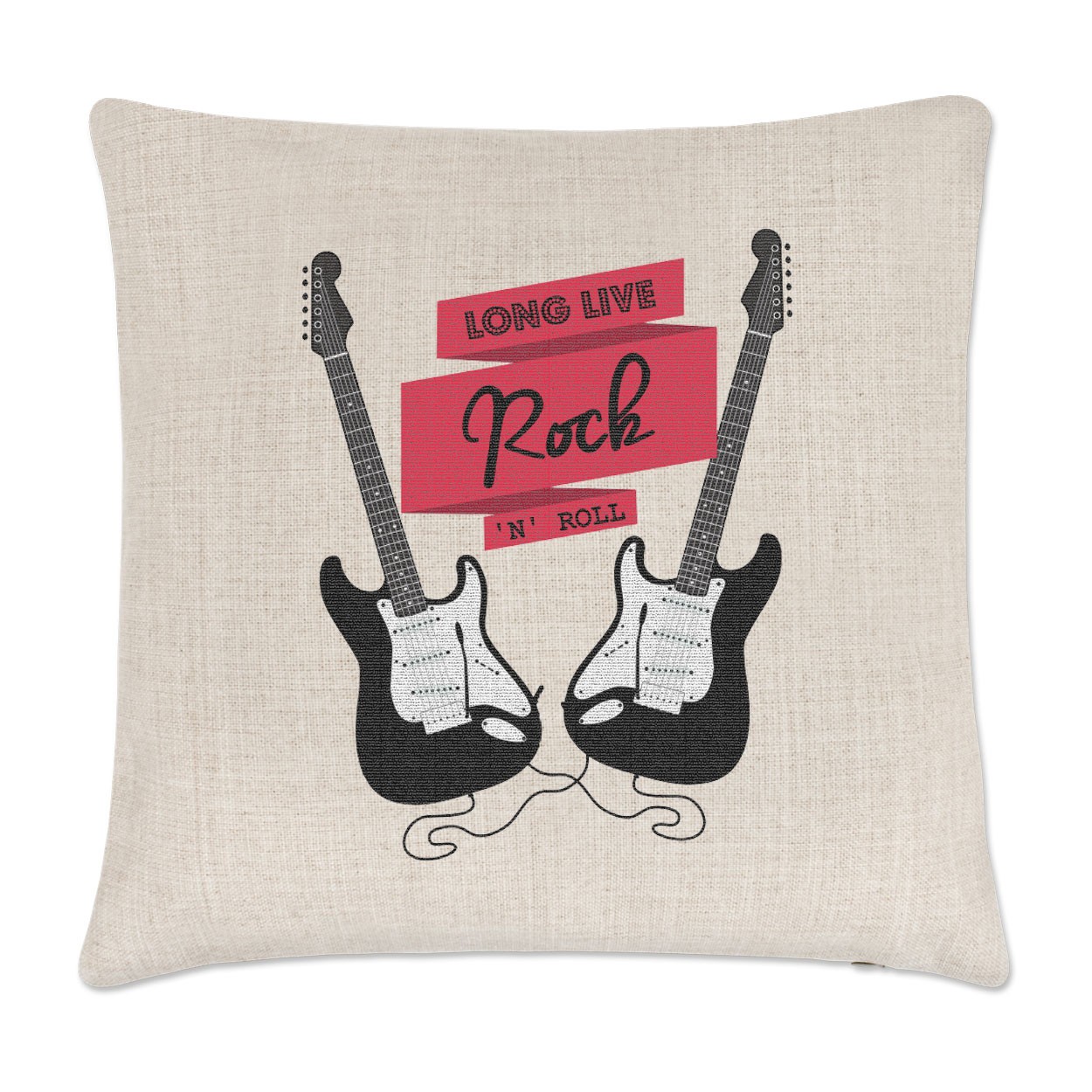 Long Live Rock N Roll Electric Guitar Linen Cushion Cover