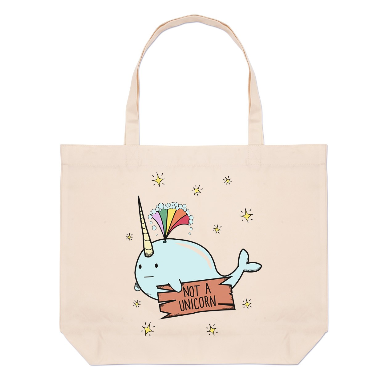 Narwhal Not A Unicorn Large Beach Tote Bag