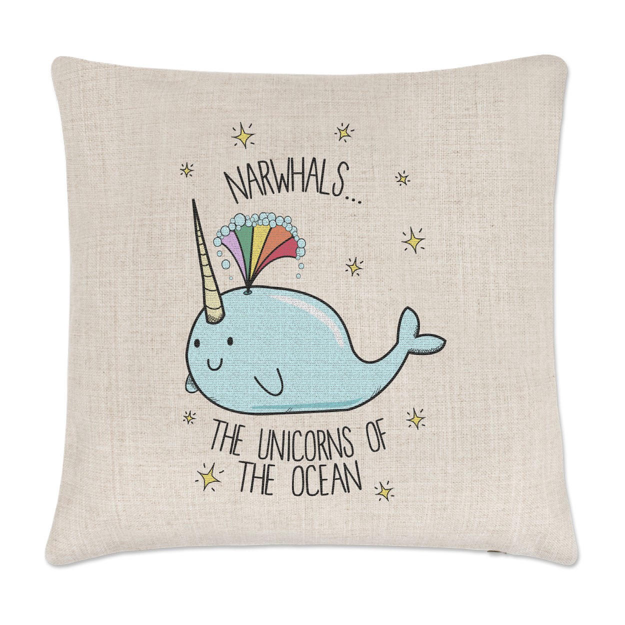 Narwhals The Unicorns Of The Ocean Linen Cushion Cover