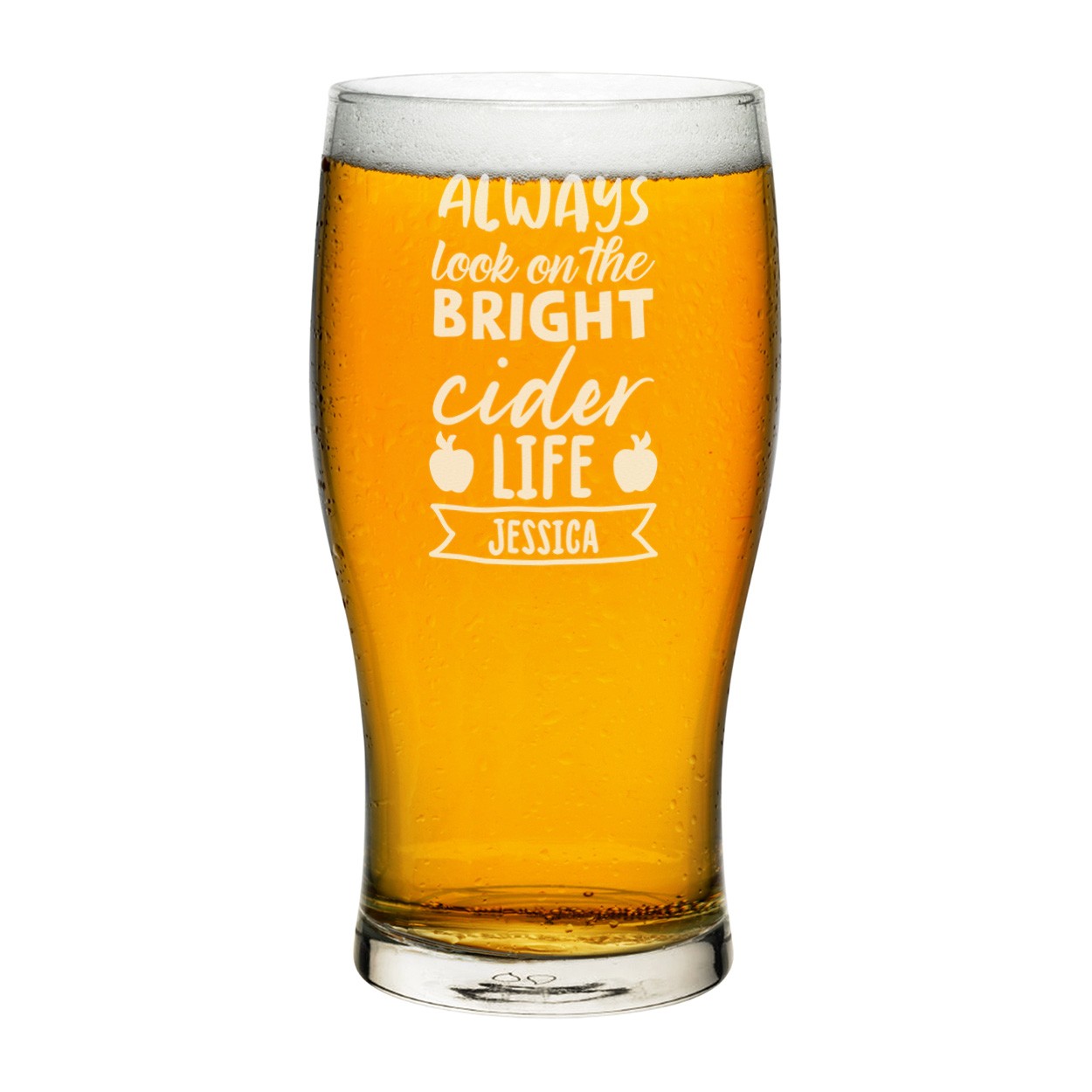 Personalised Pint Glass Always Look On The Bright Cider Life Any Name Craft Beer Cider Custom