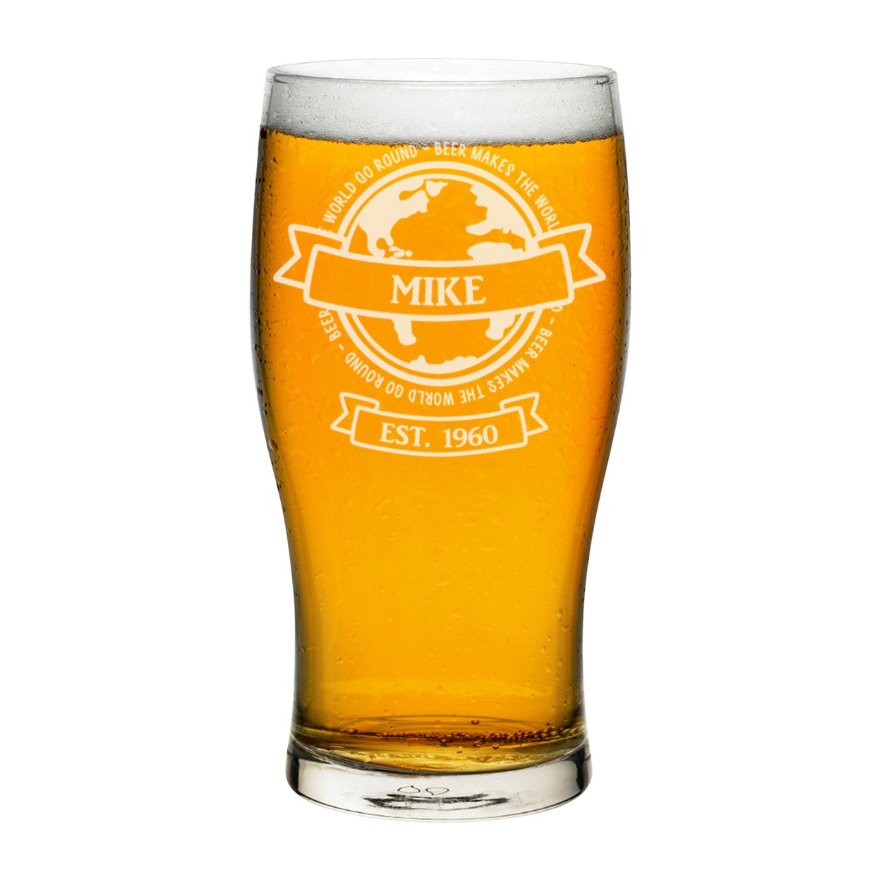 Personalised Pint Glass Beer Makes The World Go Round Any Name Craft Beer Cider Custom