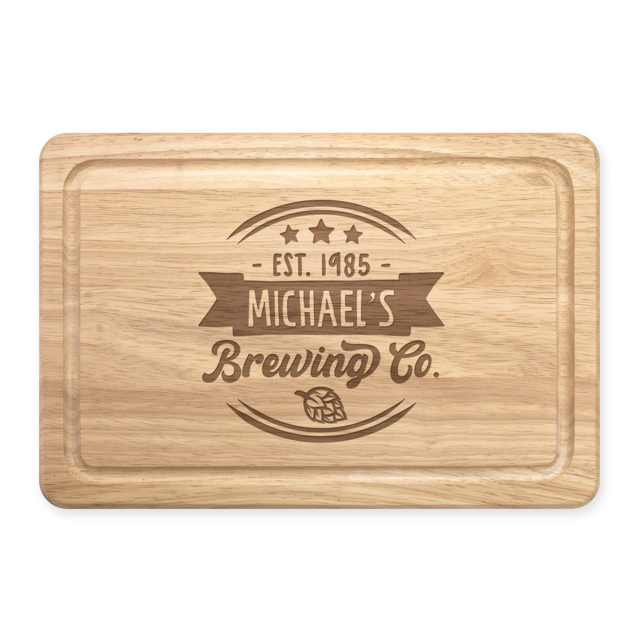 Personalised Chopping Board Brewing Co Round Logo Any Name Wooden Meat Serving Board Custom