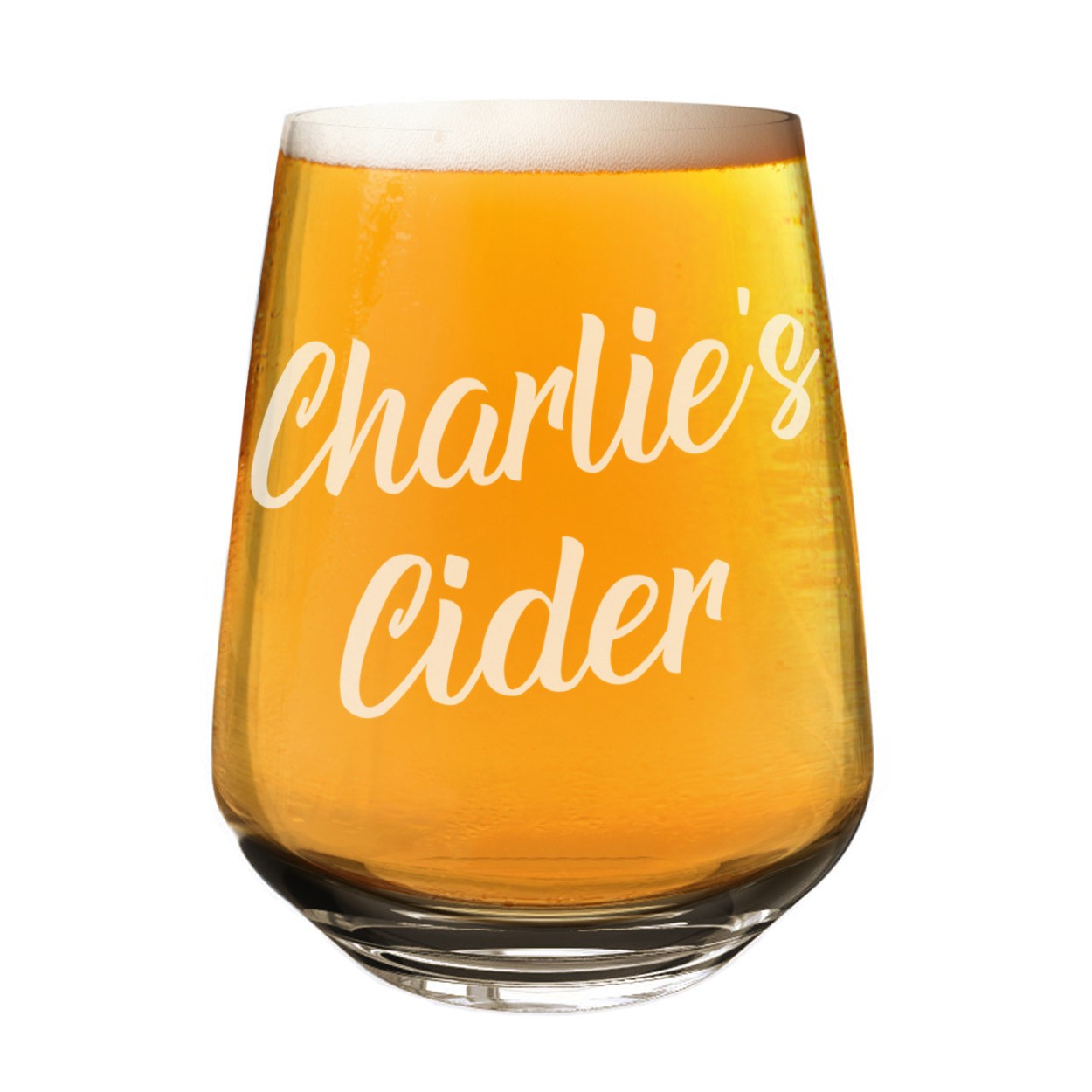 Personalised Craft Beer Tumbler Glass Cider Script Any Name 2/3 Pint Custom