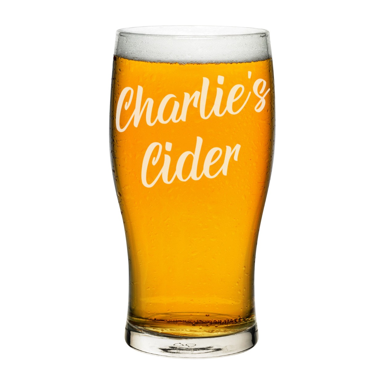 Personalised Pint Glass Cider Script Any Name Craft Beer Cider Custom