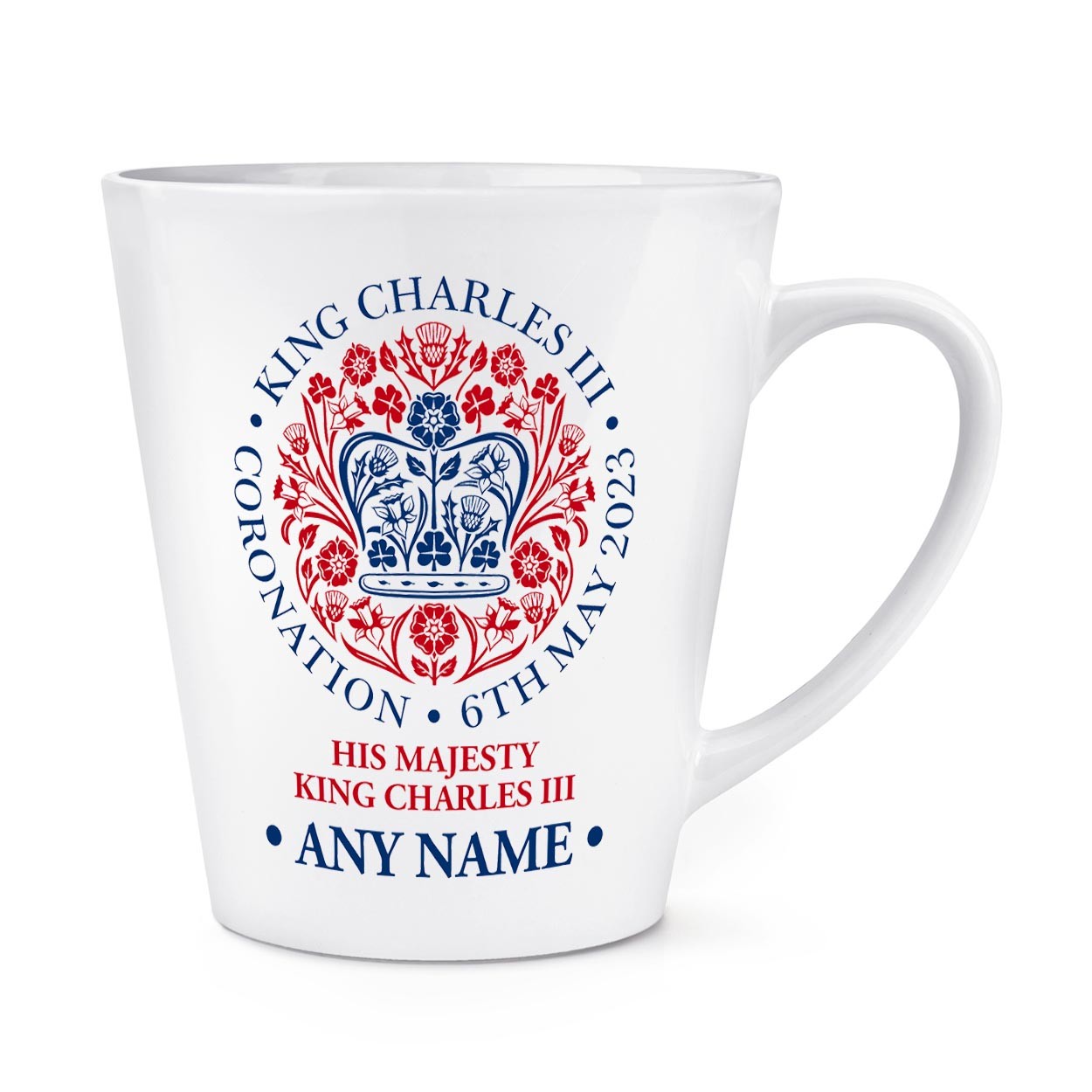 Personalised Coronation Emblem Original King Charles III 12oz Latte Mug Cup