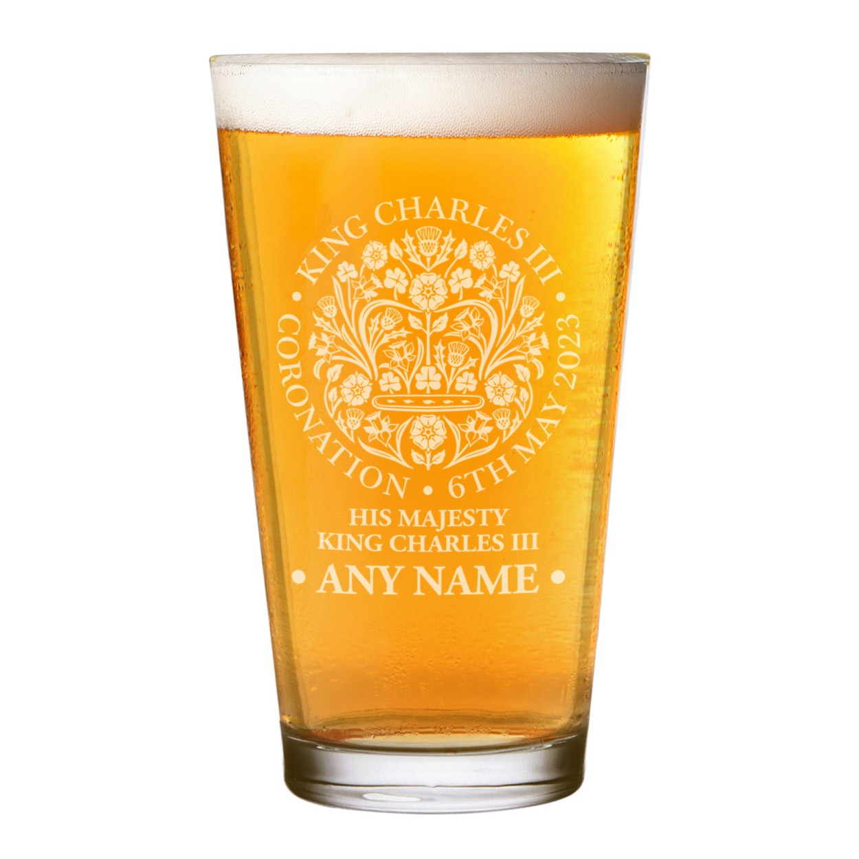 Personalised Coronation Emblem King Charles III Shaker Pint Glass Craft Beer Cider Custom Commemorative Souvenir Gift