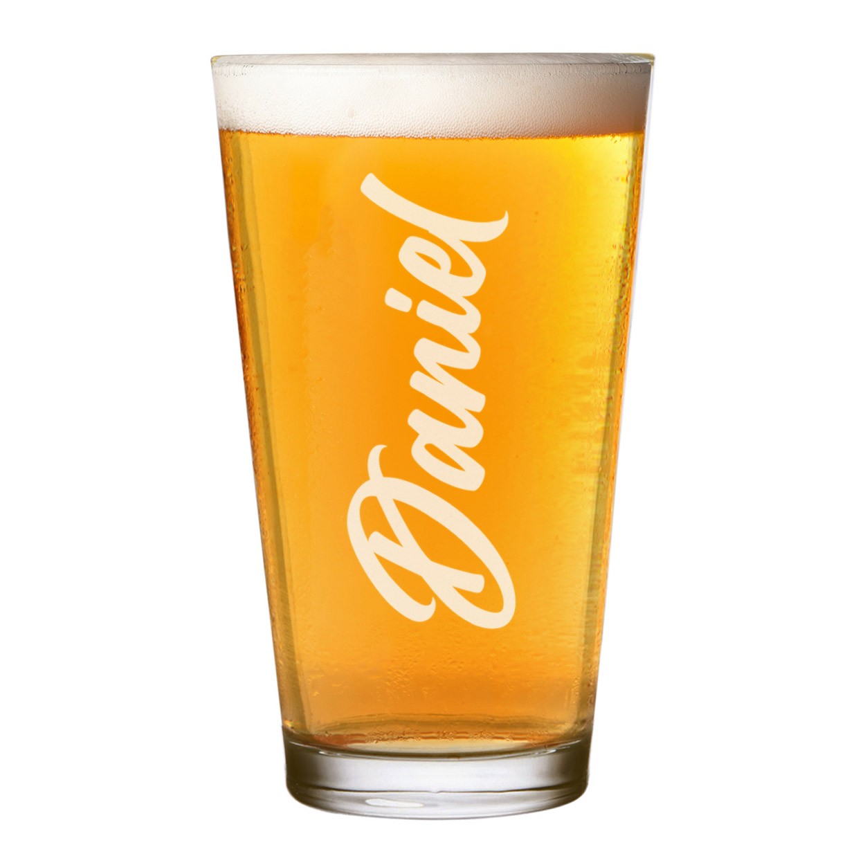 Personalised Pint Glass Shaker Upwards Script Any Name Craft Beer Cider Custom