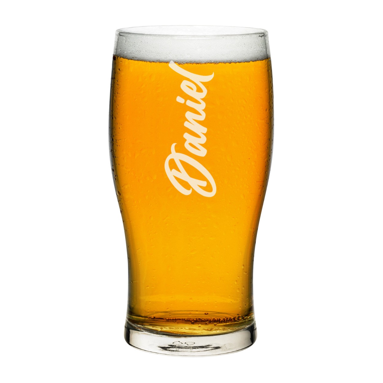 Personalised Pint Glass Upwards Script Any Name Craft Beer Cider Custom