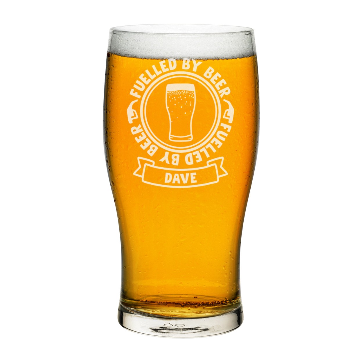 Personalised Pint Glass Fuelled By Beer Any Name Craft Beer Cider Custom