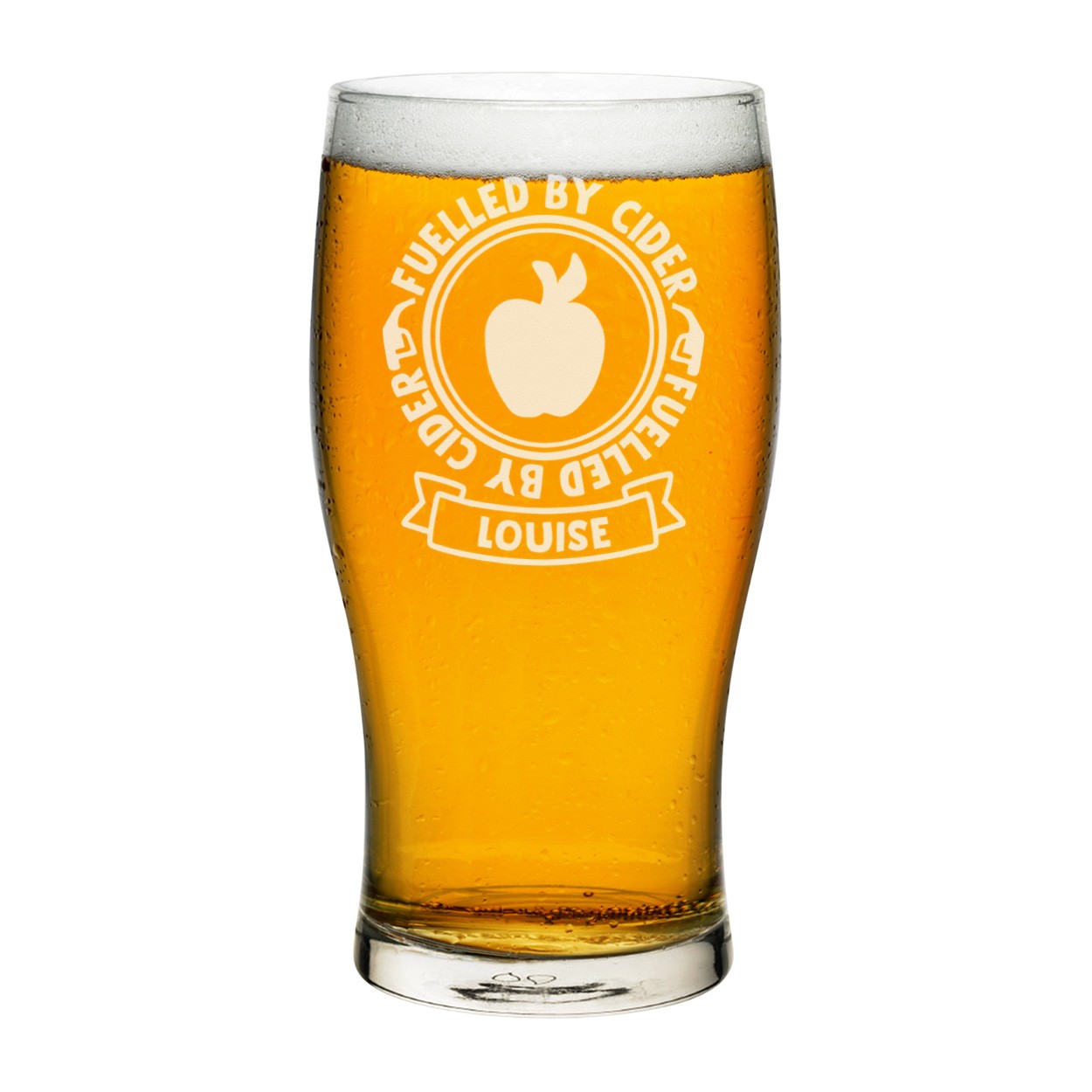 Personalised Pint Glass Fuelled By Cider Any Name Craft Beer Cider Custom