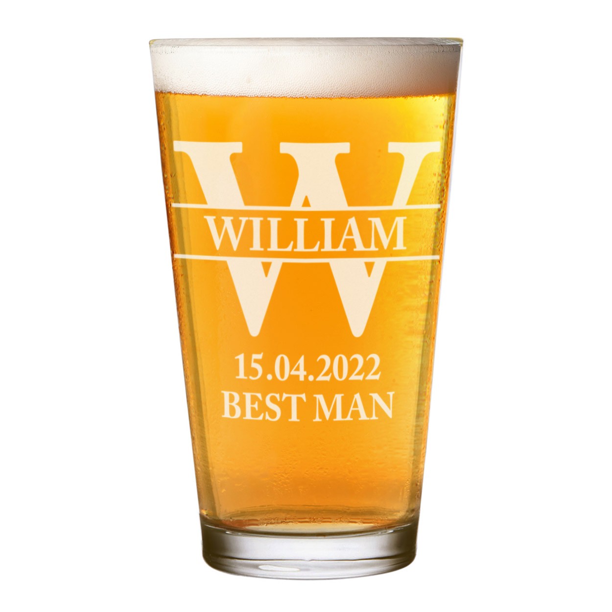 Personalised Pint Glass Shaker Best Man Groom Large Letter Any Name Craft Beer Cider Custom