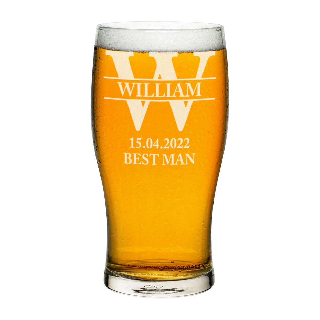 Personalised Pint Glass Best Man Groom Large Letter Any Name Craft Beer Cider Custom